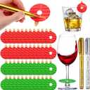 48 Pcs Wine Glass Charms Drink Tags Disposable Paper Tag Cup Identifier Wine Beverage Charms with Marker Pen for Wedding Baby Shower Birthday Holiday Party Champagne Flutes Cocktails