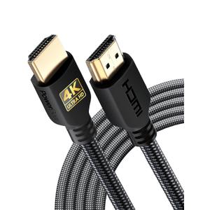PowerBear 4K HDMI Cable 15 ft | High Speed Hdmi Cables, Braided Nylon & Gold Connectors, 4K @ 60Hz, Ultra HD, 2K, 1080P, ARC & CL3 Rated | for Laptop, Monitor, PS5, PS4, Xbox One, Fire TV, & More