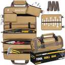 Tool Bag, Roll Up Bag, Tool Organizer with Detachable Pouches and Wrench Roll, Heavy Duty Tool Pouch, Gifts for Men Dad Fathers Day, Portable Tool Box for Motorcycle, Car, Electrician, Mechanic(Khaki）