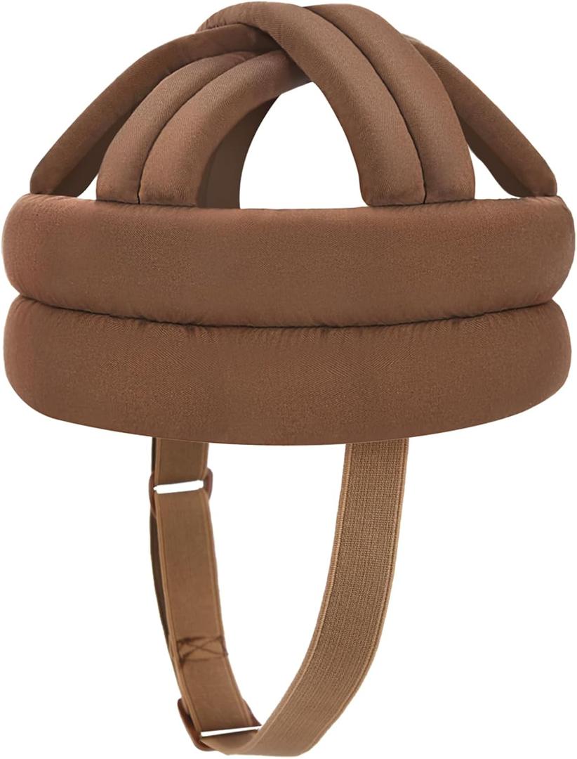 Thick Soft Protective Helmet for Elderly Youth Adults,Head Protector for Adults Seniors from Falls Injuries,Elder Safety Breathable Products Hat Cap Protect Head,for Home Gardening Walking (Brown)