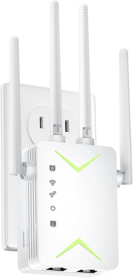 Powerful WiFi Extender Signal Booster, Up to 15,000 Sq Ft & 60 Devices, Whole Home Coverage Internet Repeater Works with Any Router | Plug and Play