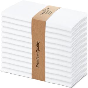 Urban Villa White Cloth Napkins Set of 10 100% Cotton Dinner Napkins Cloths Washable 20x20 Absorbent Soft Durable Reusable-Ideal for Everyday Use Parties Wedding Thanks Giving Christmas Halloween