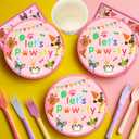 96pcs Dog Birthday Party Supplies Pink Pet Dog Paper and Napkins and Cups Baby Shower Dog Kids Birthday Party Decorations, Serves 24
