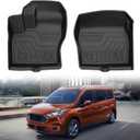 Mixsuper Custom Fit Front Floor Mats for 2014-2021 Ford Transit Connect with Vinyl Flooring and Floor Posts Only, All Weather Floor Liners Durable 1st Row Set Black