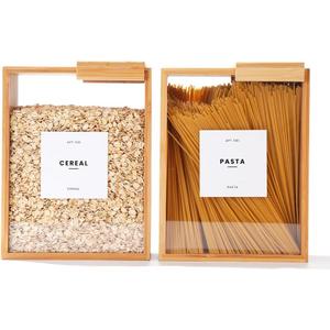 Food Dispenser 2L | Kitchen Organizers and Storage | Food Containers & Cereal Dispenser for Pantry Organization And Storage Container | Cereal, Rice, Flour, Snack (Bamboo, 2)