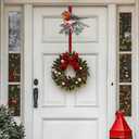 Vintage Christmas Wreath Hangers for Front Door Rustic Metal Xmas Ornament Robin Sign Bird Hook for Welcome Farmhouse Home Holiday Decoration