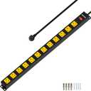 12 Outlet Long Power Strip, 2100 Joules Surge Protector, 6FT Power Cord, Wide Spaced Outlet Power Bar, Overload Protection Switch, Industrial Heavy Duty for Work Bench, Shop, Garage