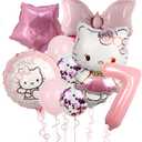 Cartoon Party Balloons, Cute Number 1 Balloon, Pink Thematic Foil Balloons for Party Decorations (Pink7)