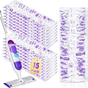 Pack of 15 Disposable Moping Pads Refills for Power Mop Multi-Surface Mop and PowerMop Wood Mop, Replacement PowerMop Pads for Floor Cleaning