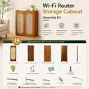 Large WiFi Router Storage Cabinet 23.6" x 32.3" x 9.8",3-Tier Bamboo Rattan Standing Modem Organizer Box for Home & Office, No Back Panel (Walnut