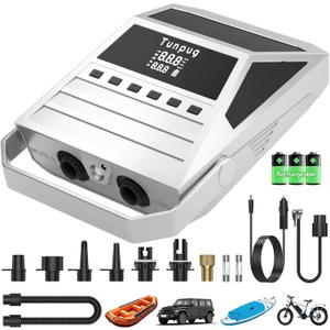 50PSI Paddle Board Pump Electric Portable, High Pressure Sup Pump - Dual Stage Inflation, Auto Shut Off and Deflate for Stand Up Paddle Board/Car/Kayak/Bicycle (Silver-Rechargable)