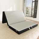 Memory Foam Trifold Mattress, Twin Portable Floor Bed 4 Inch, Foldable Mat with Washable Cover, Handle & Non-Slip Bottom, for RV, Travel, Camping, Yoga, 75"x38"x4", Grey