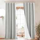 NICETOWN Grey Long Linen Full Shade Panels, Pair of Thermal Insulated & Energy Efficiency Blackout Curtains for Living Room Windows, Lined Silky Performance Window Dressing (52" Wide x 95" Long)