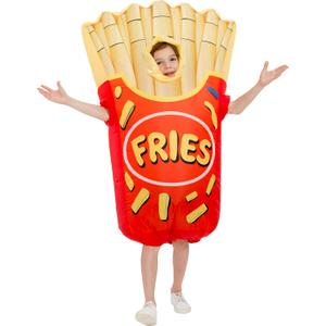 One Casa Inflatable Costumes for Kids,Blow Up French Fries Suit,Full Body Chips Halloween Costumes for Boys Girls (10-12YRS)