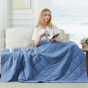 Cozy Bliss Cooling Blanket for Hot Sleepers, Q-Max 0.4 Cooling Comfort Throw Twin Size, Cold Blankets for Night Sweats Sleeping, Ultra-Cool Lightweight Breathable Summer Blanket for Bed Travel (Dark Blue)