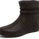 Luoika Women's Wide Width Low Heel Side Zipper Ankle Boots (7.5 Wide, Blackpu 706)