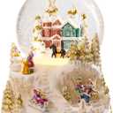 MUMTOP Christmas Snow Globes, Snow Globes Christmas with Musical Battery Operated LED Lights Glittering Water Globes Winter for Holiday Home Indoor Christmas Decorations and Gifts