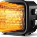 Small Space Heater, 1500W Mini Desk Heater for Office, Portable PTC Ceramic Heater with Thermostat, 2S Fast Heating, Safe & Quiet for Bedroom, Bathroom, Under Desk & Indoor Use