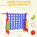 Peekabu Giant 4-in-A-Row Connect Game Outdoor, Jumbo 4-to-Score Yard Games for Kids and Adults with Basketball Hoop Outdoor Party Family Holiday Games with 42 Rings & Quick-Release Slider, Small