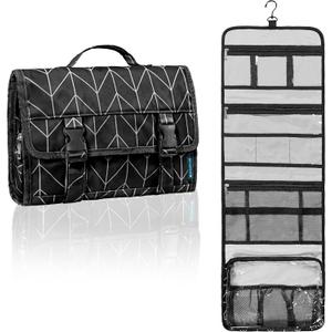 PAVILIA Travel Hanging Toiletry Bag for Women Men, Large Capacity Makeup Bag Kit, Waterproof Cosmetic Storage Organizer Case for Bathroom Shower