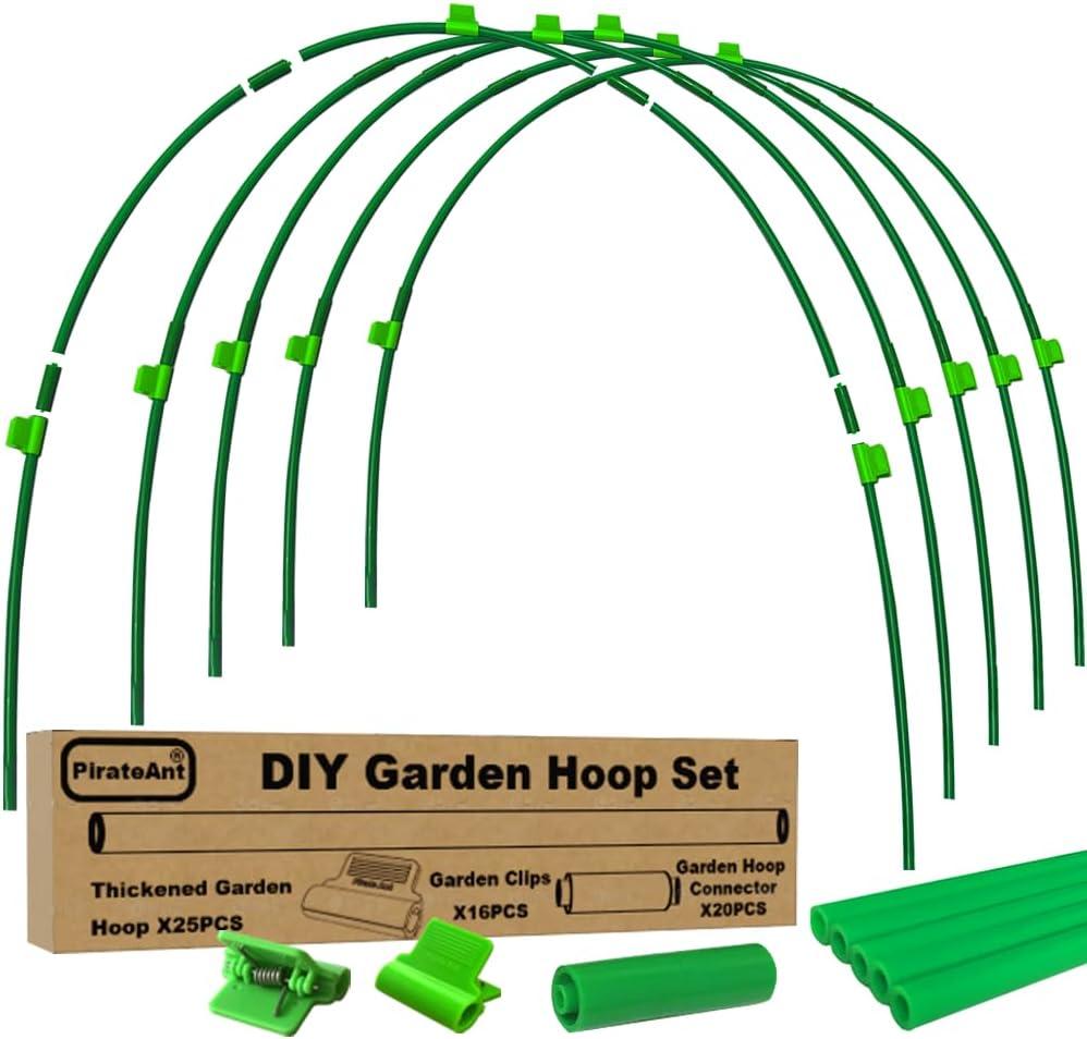 Greenhouse Hoops Set for DIY Grow TunnelThickened High Tenacity PP Mid Green Garden Hoops for Row CoverRaised bedsDIY Plant Support Garden Stakes, 25pcs