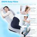 EKEPE Body Pillow with Cover, 68 Inches Memory Foam Full Body Pillow for Side Sleeper, Long Pregnancy Pillow with Contour Support for Back, Knee, Leg Relief - Medium Grey