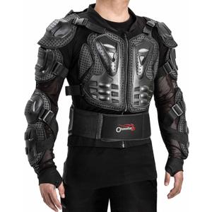 OHMOTOR Motorcycle Body Protective Jacket Armor Men, Motocross Riding Protective Gear,ATV Dirt Bike Chest Spine Protector (Large-X-Large, Black)