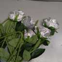 Nubry Artificial Silk Rose Flower Bouquet Lifelike Fake Rose for Wedding Home Party Decoration Event Gift 10pcs (Silver)