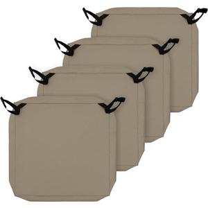 Easy-Going Waterproof Patio Seat Cushion Covers 24x24x4 inch 4 Pack Replacement Non-Slip Outdoor Cushion Slipcover with Zipper and Adjustable Straps for Outdoor Furniture, Covers Only, Camel