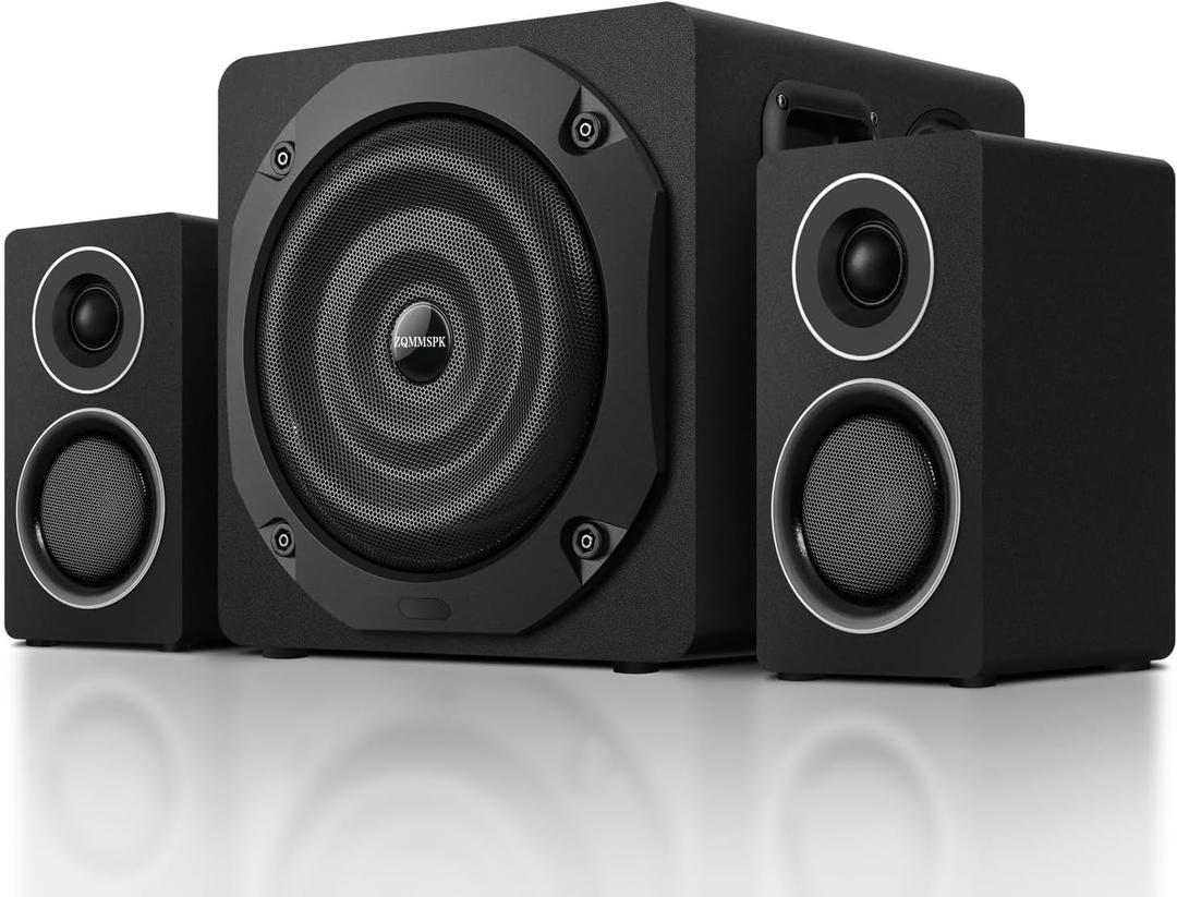Computer Speakers with Subwoofer, 2.1 Gaming Speaker System for Desktop PC, 6.5" Deep Bass, Bluetooth 5.3, AUX/RCA/Optical/Coaxial, Surround Sound for PC/Monitor/TV - Black