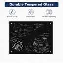 Magnetic Black Glass Dry Erase Board, 36" x 24", Frameless Wall Mount