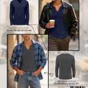 Ficerd 3 Pack Men's Big and Tall V Neck Shirts Cotton Long Sleeve Tops Plus Size Lightweight T-Shirts Casual Basic Tees (X-Large, Black, Dark Gray, Navy Blue)