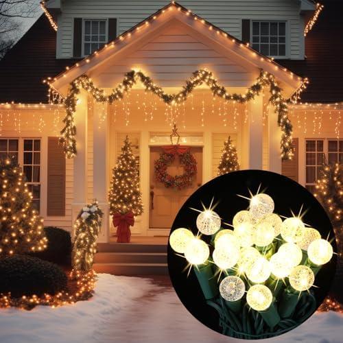 Baquler 20 ft Christmas Slow Twinkling String Light 60 LED Firefly Flash Twinkle Lights Waterproof Warm White Light for Xmas Tree Indoor Bedroom Outdoor Christmas Garland Window Decorations