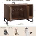 Halitaa Cat Litter Box Enclosure, Modern Hidden Litter Box Furniture with Scratch Pad, Indoor Cat Washroom House End Table, Entryway Bench for Livingroom (Walnut)