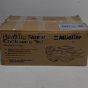 Mueller SILVER 16-Piece Nonstick Stone Cookware Set - PFOS/PFOA-Free, Stainless Steamer and Fry Pan, Vented Lids - SILVER