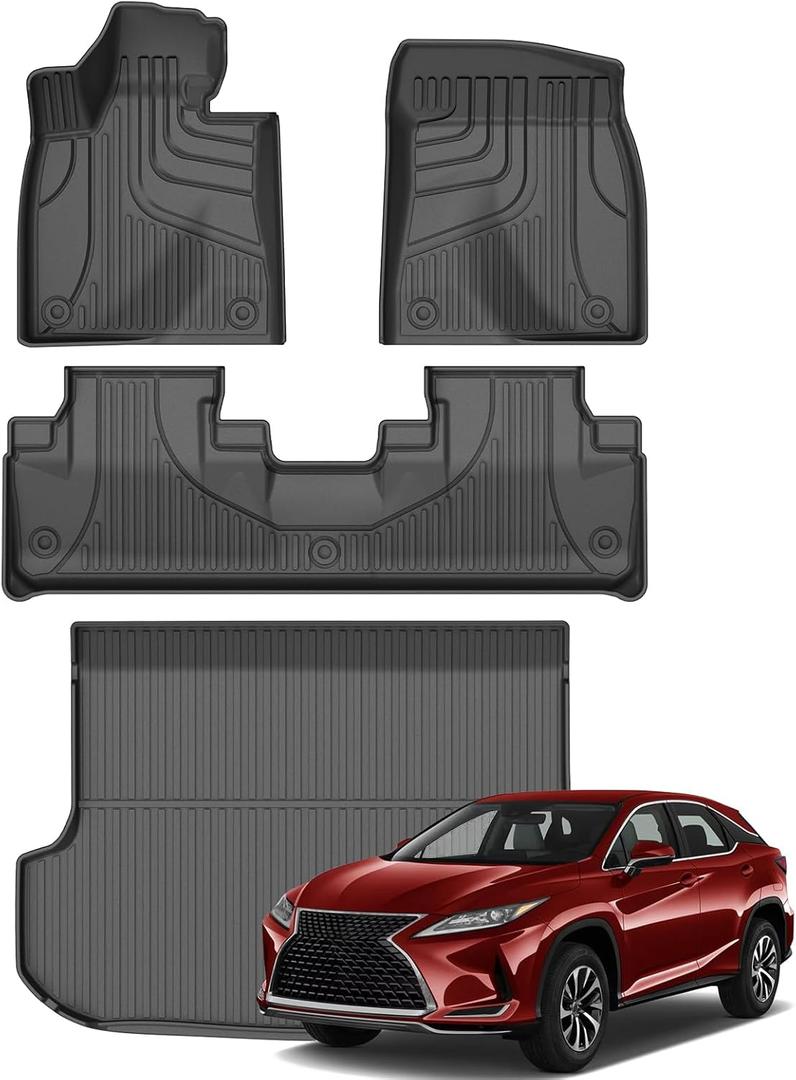 AOMSAZTO Floor Mats & Cargo Line Fit for 2016-2022 Lexus RX / RX350 / RX450h (Not for RXL) - All Weather TPE Waterproof Anti-Slip Trunk Mat - Car Mat Set for 2021 RX Accessories