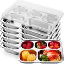 Honeydak 6 Pack Stainless Steel Snack Containers with Lids Compartments Stainless Steel Lunch Box Reusable Meal Prep Lunch Containers for Home Travel Work Camp Party (Middle 5 Compartment)
