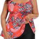 Aqua Eve Women Plus Size Tankini Swimsuits with Shorts Bathing Suits Two Piece Swimwear, 16W