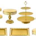 Gold Cake Stand Set-7 Pcs Cupcake Stand-Gold Dessert Table Display Set Table Decoration Display Tower Plate for Baby Shower, Wedding, Birthday Party, Chrismas Celebration