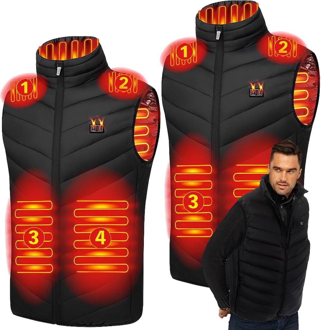 Honoson 2 Pcs Heated Vests for Men Women Adjustable Rechargeable Jackets with 3 Heating Levels for Winter Warm Outdoor (X-Large)