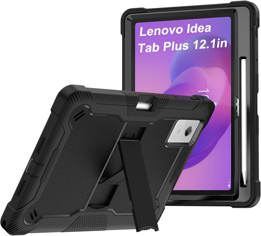 Case Compatible with Lenovo idea Tab Plus 12.1 Tablet, 12.1 inch with Stand Anti-Shock Dual Layer Case for Idea Tab Plus 12.1/TB365FC/TB361FU/K12C/TB361ZU-Black