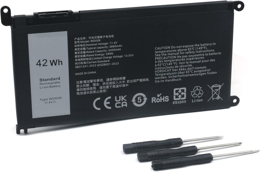 WDX0R 11.4V/42Wh Replacement Laptop Battery for Dell Inspiron 13 14 15 5000 7000 Series 5570 7579 5567 5379 5579 7573 7378 5378 3780 3790 5565 5765 5770 7368,P/N:WDXOR P69G 3CRH3 P58F-SHOU.Z.B
