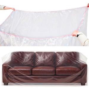Plastic Couch Cover Furniture Cover with Elastic Band, Clear Sofa Cover Protector for Moving and Storage, Waterproof & Dustproof Moving Bags for Couch Slipcover 92W x 42D x 42H Inches (Sofa)