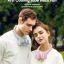 2 x LEMOISTAR Portable Neck Fan, Hands Free Bladeless Fan, 360 Cooling Personal Fan, Battery USB Rechargeable 3 Speed Adjustable Wearable Fan for Outdoor Indoor Office Travel Sports Women(Pink)