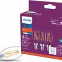 Philips LED Clear Non-Dimmable B11 Light Bulb - EyeComfort Flicker Free - 3.3W = 40W, 300 Lumen - Soft White (2700K) - E12 Base - Indoor - Pack of 3