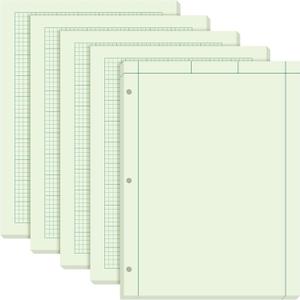 Seajan 5 Pcs Engineering Paper Notebook Engineering Computation Pad 8.5 x 11 Inches Engineer Graph Paper Notepad, 5 Squares Per Inch 3 Hole Punched Computation Pad, 100 Sheets/pack (Green)