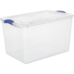 66 Qt. Clear Plastic Latch Box, Blue Latches with Clear Lid