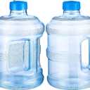 Bokon 2 Pieces gallon water jugs Round Plastic Water Bottle with Handle Screw Cap Reusable Large Capacity Bottle for Camping Outdoor Travel Gym Use