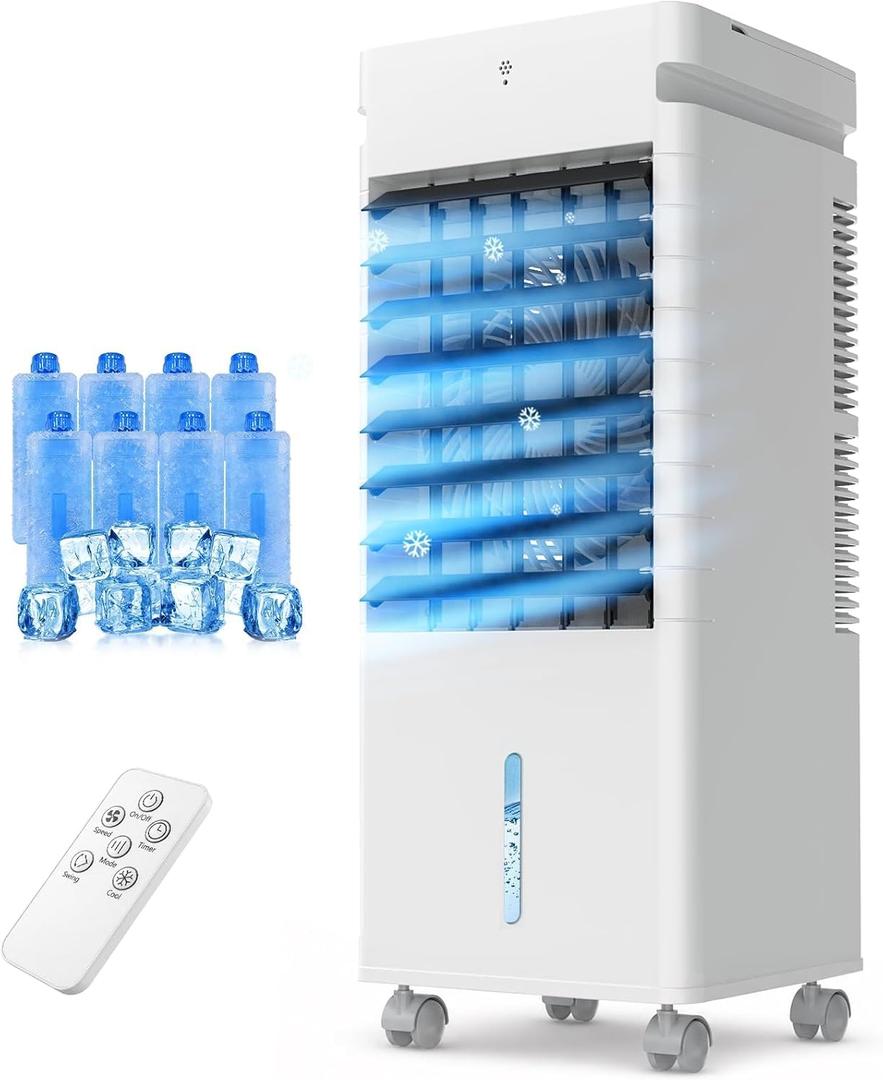 Portable Air Conditioners, 3 Wind Moodes, 12 Wind Speeds, XL Water Tank with 8 Ice Packs, Wide Oscillation, Air Conditioner Portable Swamp Personal Air Conditioner Room Bedroom