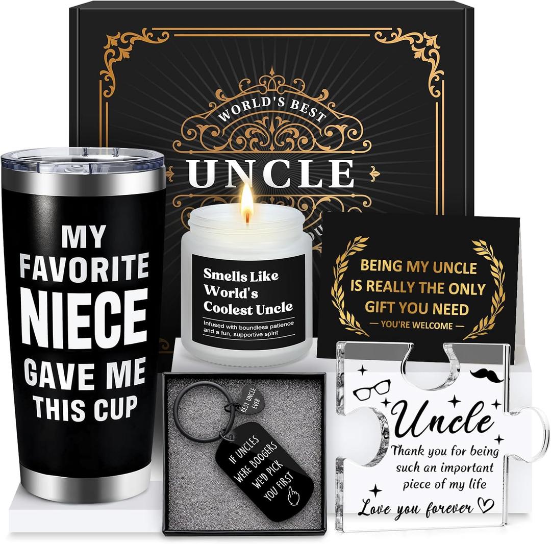 Uncle Gifts from Niece Nephew Uncle Birthday Gifts for Men Funcle Gift Ideas for Best Uncles from Kids Funny Promoted to Great Uncles Announcement Gift Box for Christmas, Happy Birthday, Fathers Day